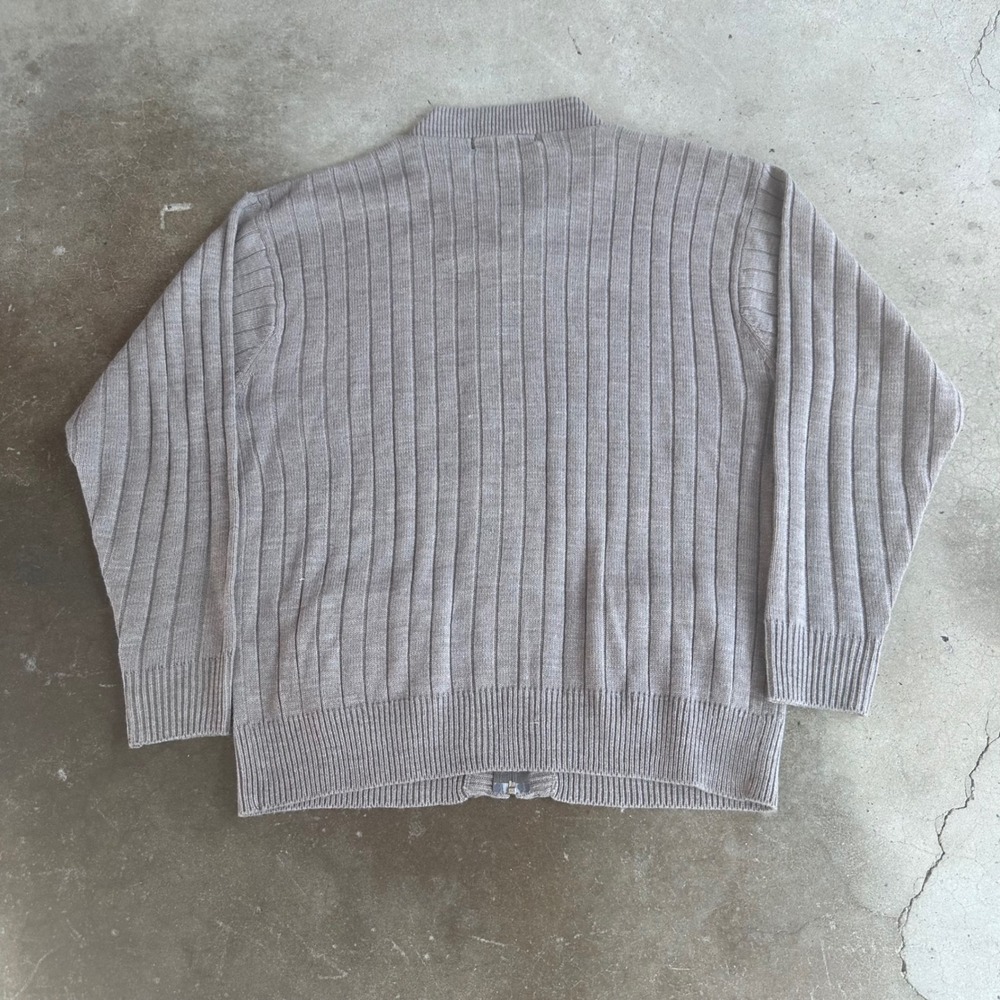 Keeler Bay Cardigan Sweater Mens XL Tan Excellent Ribbed Full Zip Mock Neck - Picture 2 of 4